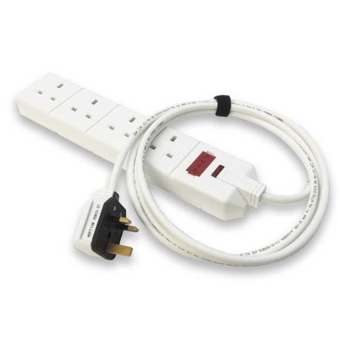 13 amp Professional Trailing Socket Extension Lead. TOUGH 4 Gang White