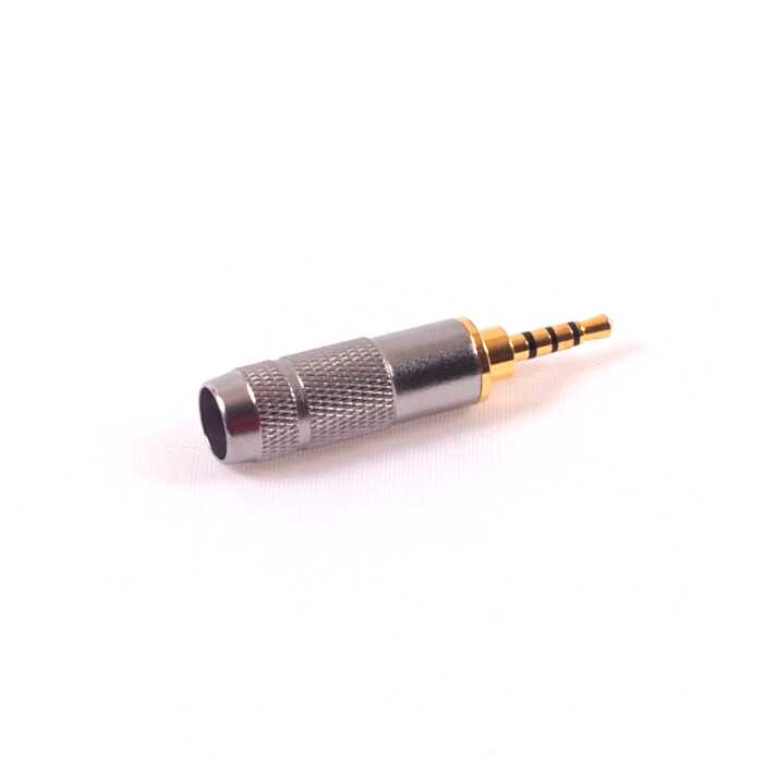2.5mm 4 Pole TRRS Plug Male Audio Connector. Gold Plated Pins. Cable Size Up to 6 mm