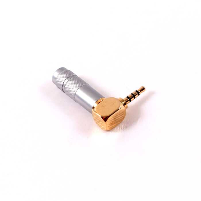 2.5mm Angled 4 Pole TRRS Plug Male Audio Connector. Gold Plated. Cable Size Up to 6 mm