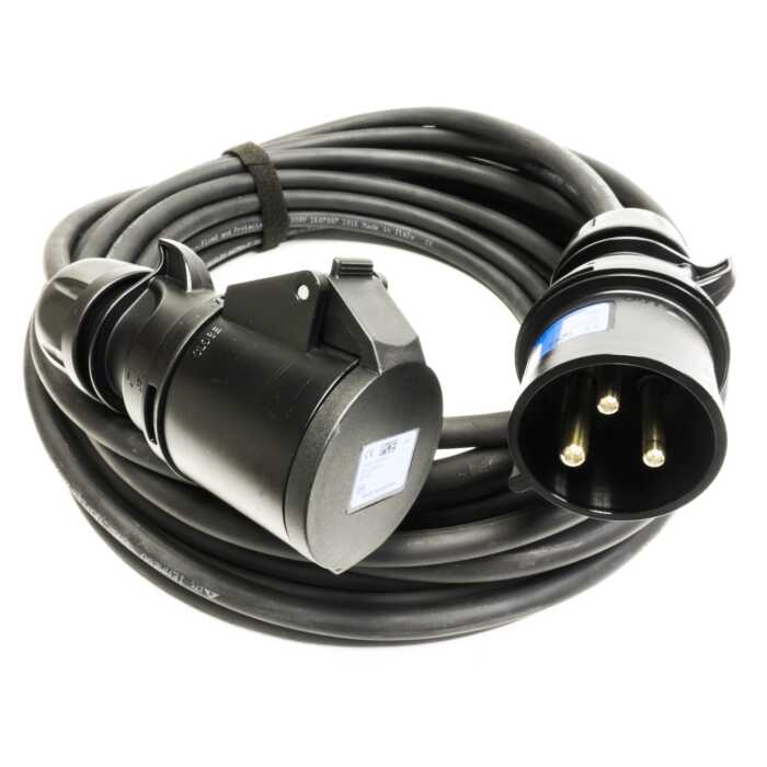 32amp Black Events CEEform Commando Power Cable. (3x6mm) 240v H07RN-F Rubber 