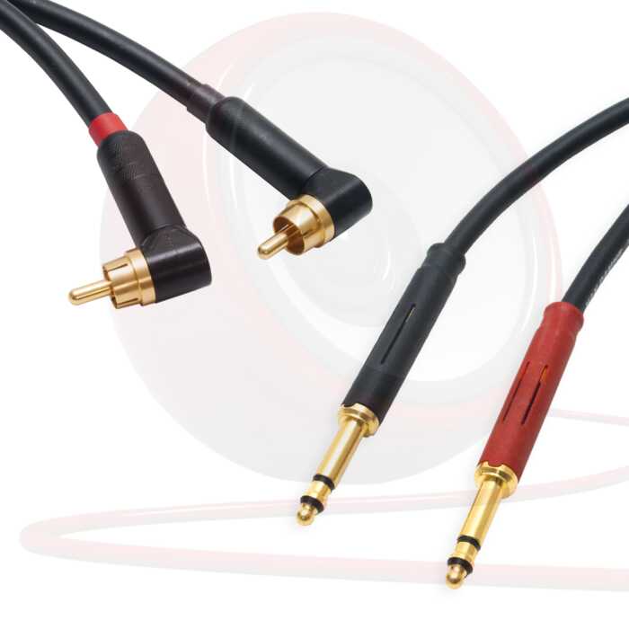 Pseudo Balanced Angled Phono RCA to TT Bantam Jack Lead (PAIR). Neutrik Cable