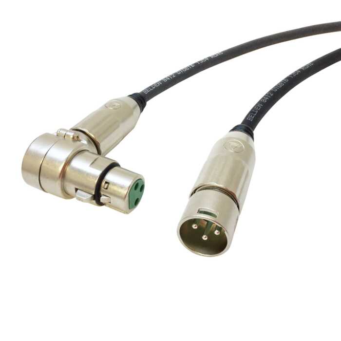 Belden Angled Female to Male XLR Lead. Low Impedance Rubber Balanced Cable. Active Monitor 
