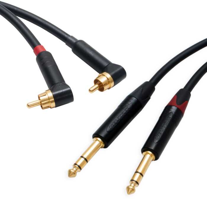 Pseudo Balanced Angled Phono RCA to TRS Jack Lead (PAIR) Van Damme Cable