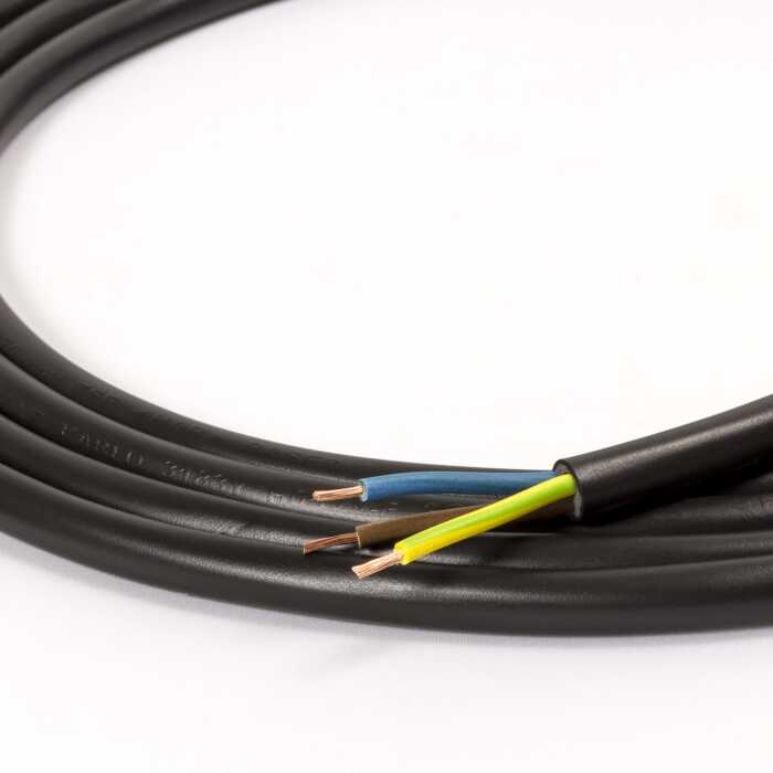 Black H05VV-F Flexible PVC Mains Cable - 318-Y
