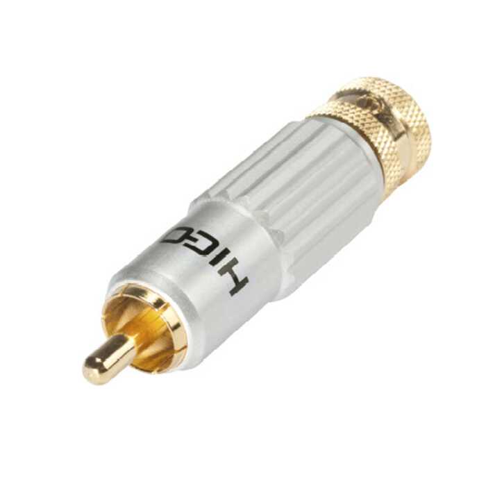 HiCon HI-CM13 Locking Phono RCA Connector. Black Plug
