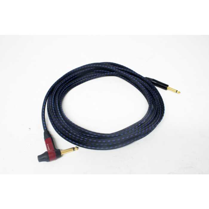 8m Sommer Black & Blue Instrument Cable. Neutrik Timbre Jacks to Straight Gold Mono Jack.
