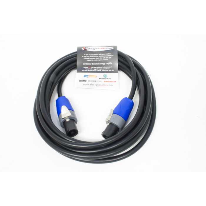 10m Standard 2x1.5mm Core Black Speaker Cable, Neutrik Blue SpeakON 2-Pole Connectors