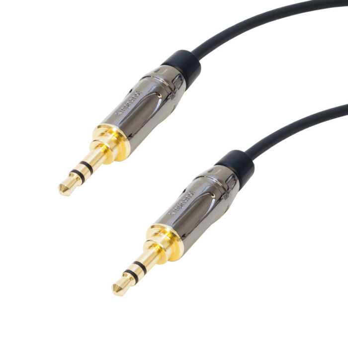 Van Damme HiFLEX Stereo Mini Jack Lead. Premium Recessed 3.5mm Male Plug Cable