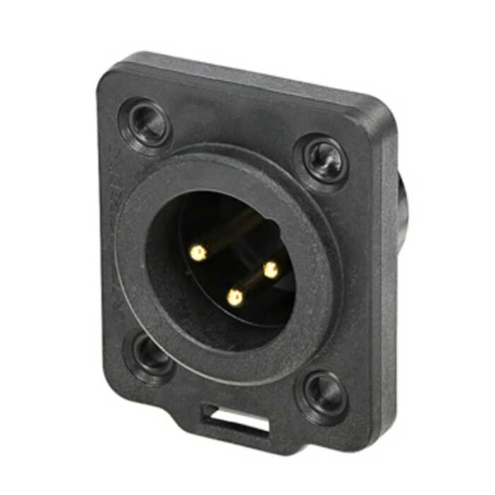 Neutrik 3 Pin NC3MDX-TOP Male XLR Chassis Connector. IP65 & UL50E Protection. Outdoor
