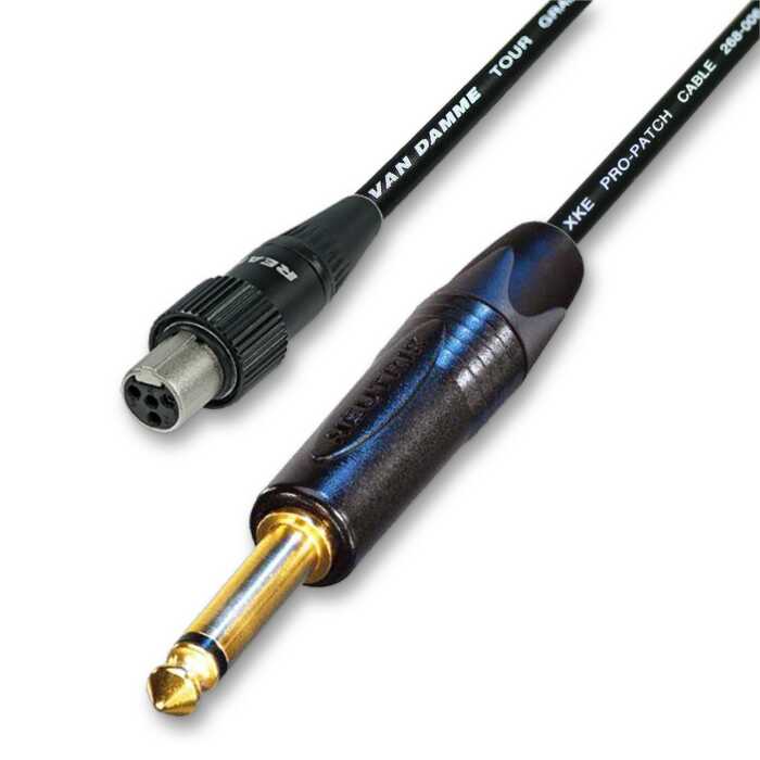Peavey and Shure GLXD Wireless System Lead for Beltpacks. Gold Straight Jack.