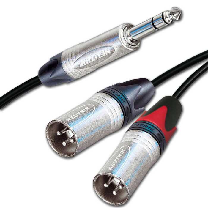 Neutrik 1/4" TRS Jack Split into Dual Male XLRs. Stereo Splitter Cable