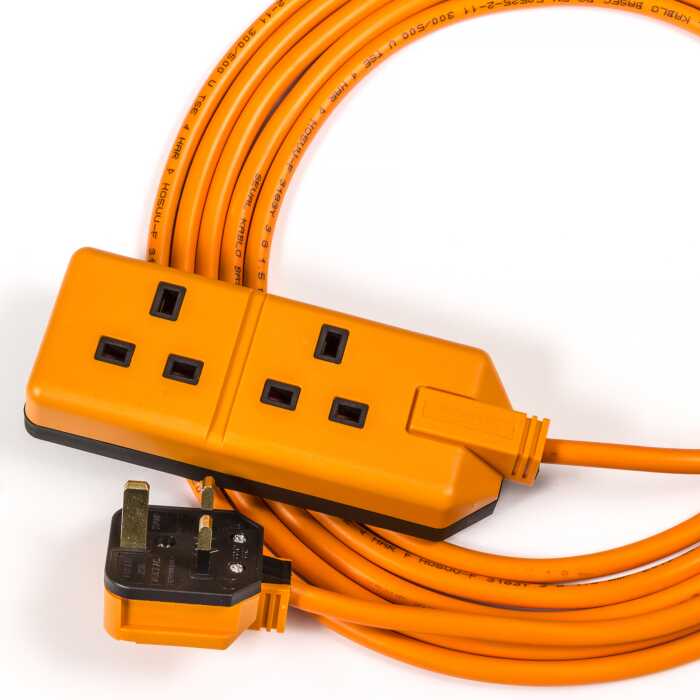 Orange Garden & Camping Power-Flex. UK Plug to 2G Socket. TRUE 13amp