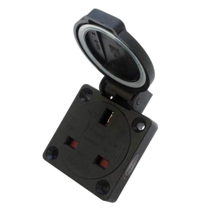 PCE 13Amp Black Socket Outlet (British Standard) 2P+E 230V IP54 (1020-5S)