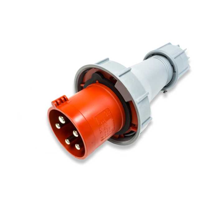PCE 32A 3PNE 400V. 3 Phase. Red Cable Mount Male Plug. IP67 (0252-6)