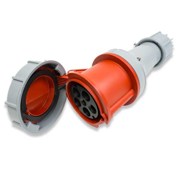 PCE 63A 3PNE 400V. 3 Phase. Red Cable Mount Female Socket. IP67 (235-6)
