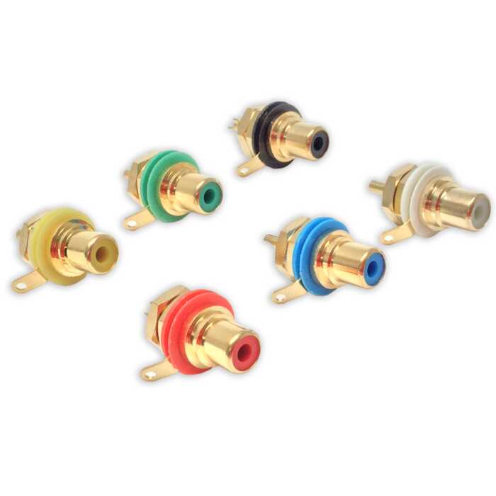 RCA Phono Chassis Panel Mount Socket, Gold Plated Connector, Colour Coded.