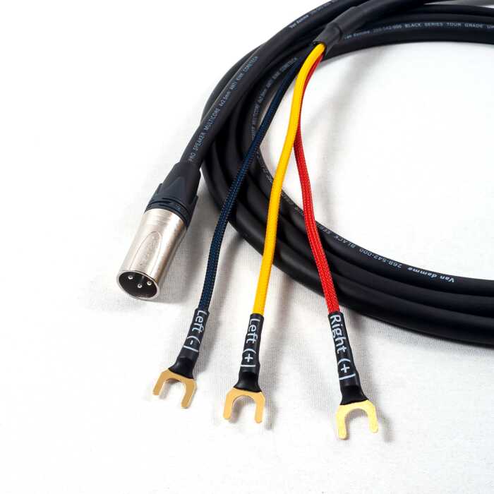 REL Acoustics 3 Wire Sub Speaker Cable. Neutrik Male XLR to Spade end. Subwoofer