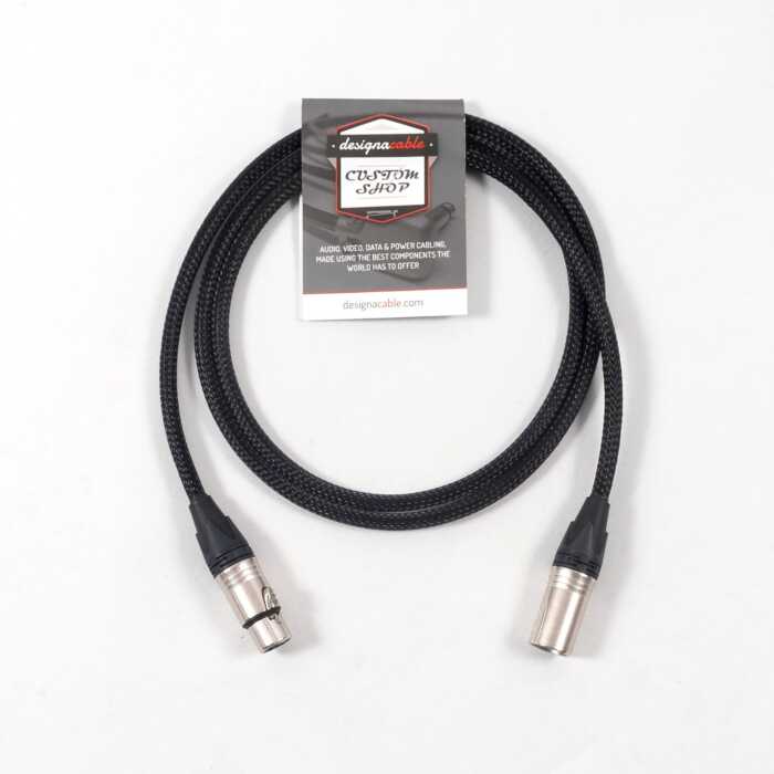 Black Techflex Braided XLR Cable 1.5M - Silver Neutrik