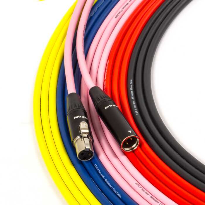 TA3 Style Mini XLR Cable. 3 Pin Female to male. REAN by Neutrik RT3