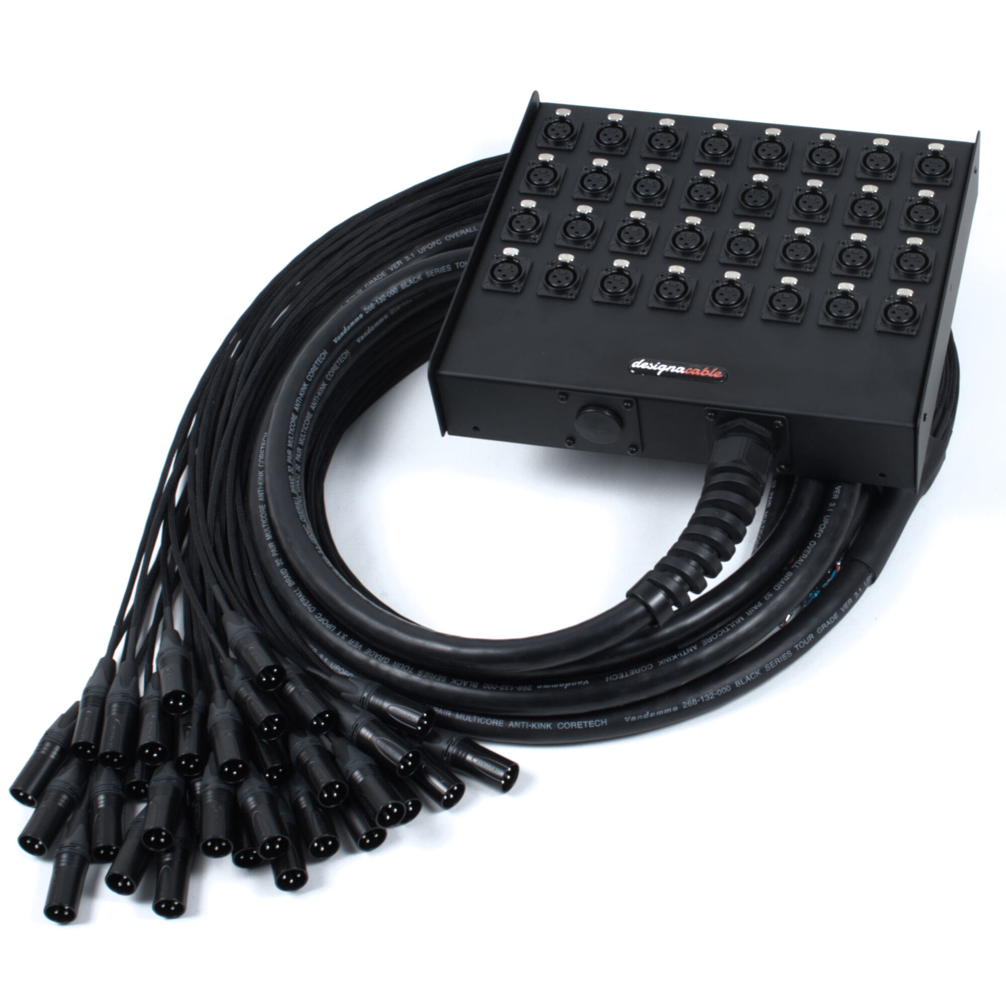 32 Way Stage Box, Neutrik XLRs, Van Damme Black Series Snake Cable