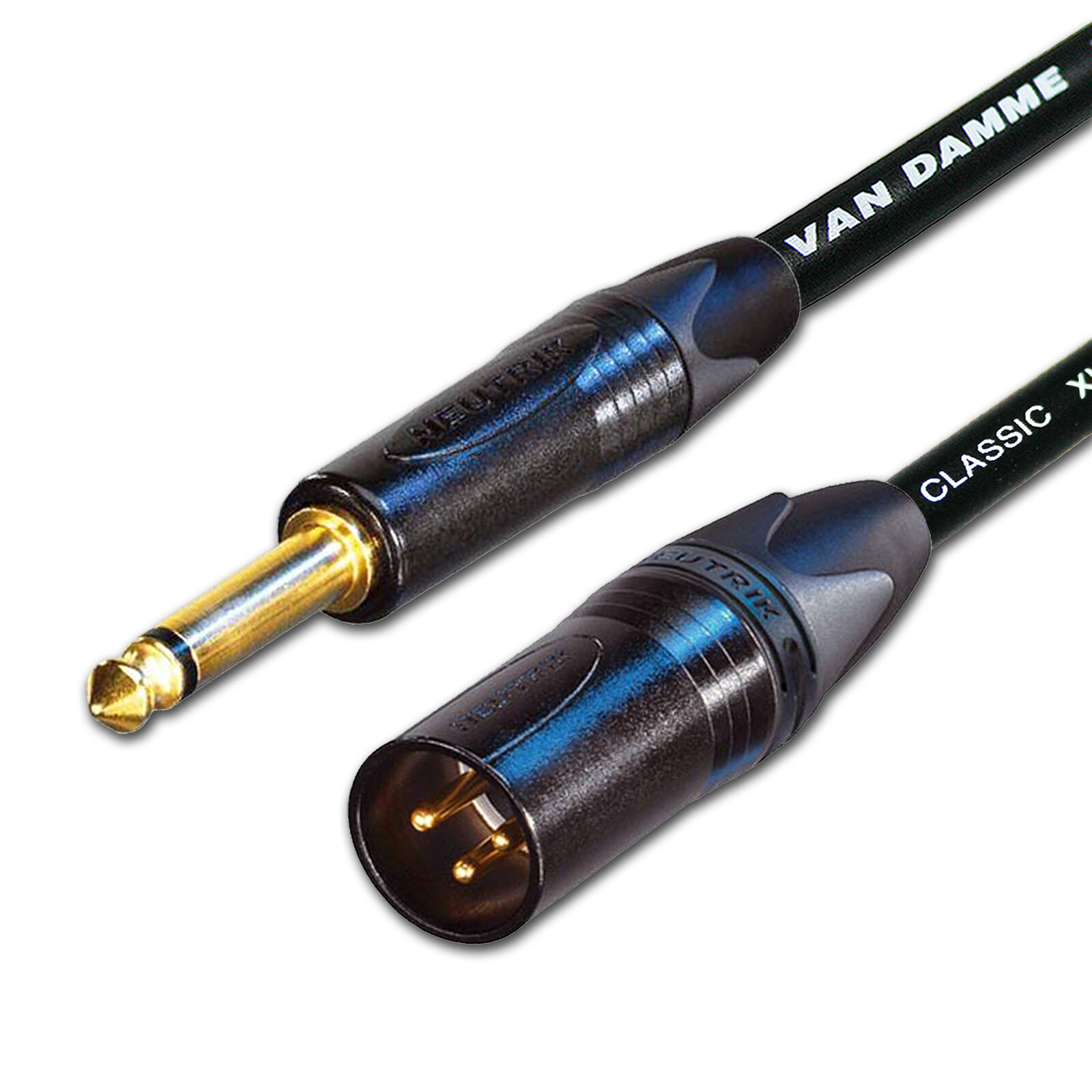 Van Damme Guitar Cable. Unbalanced Gold Neutrik 6.35mm TS