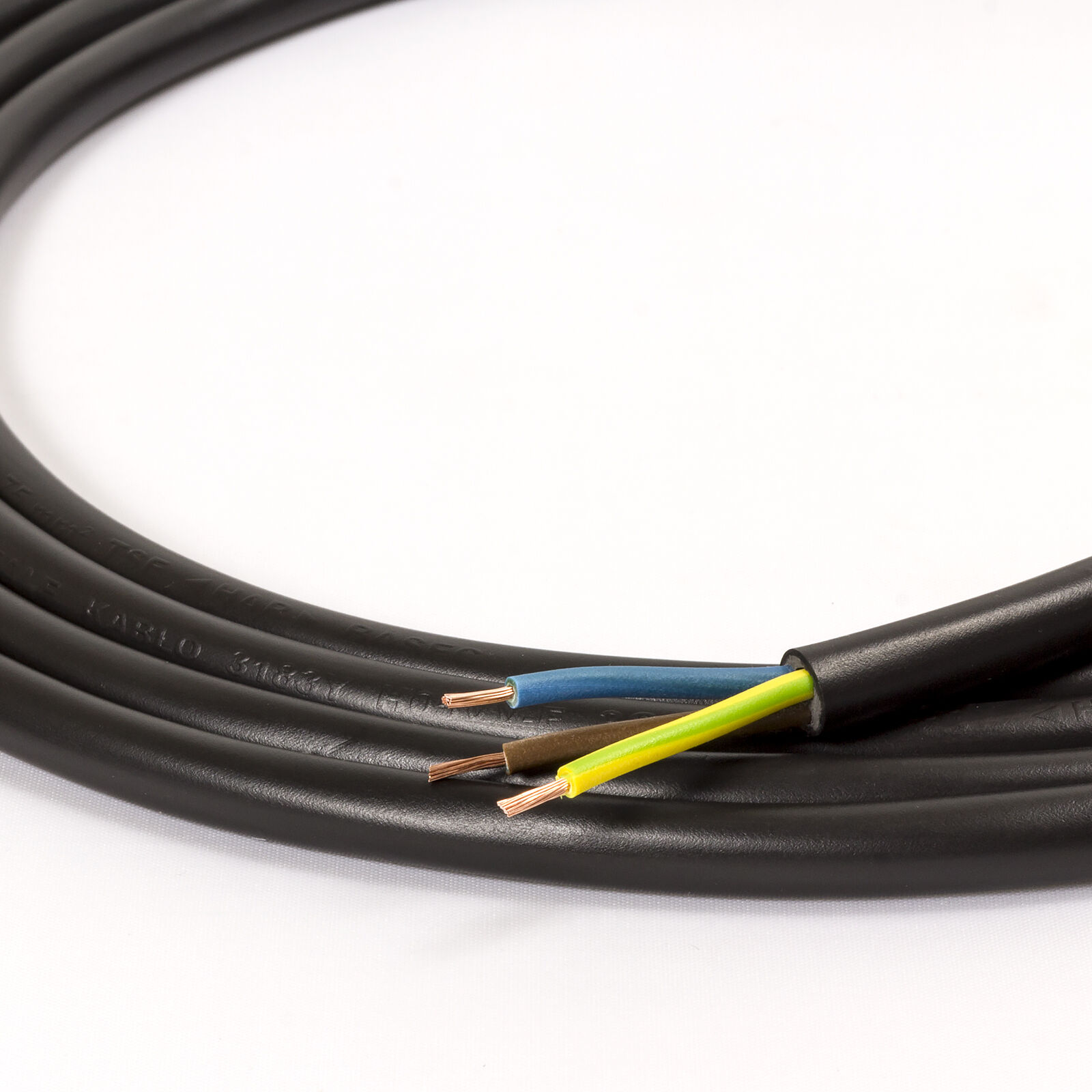 3-Core PVC Power Cable - 3x0.75mm² Black Flexible Hose Wire For Small Appliances (H03VV-F)