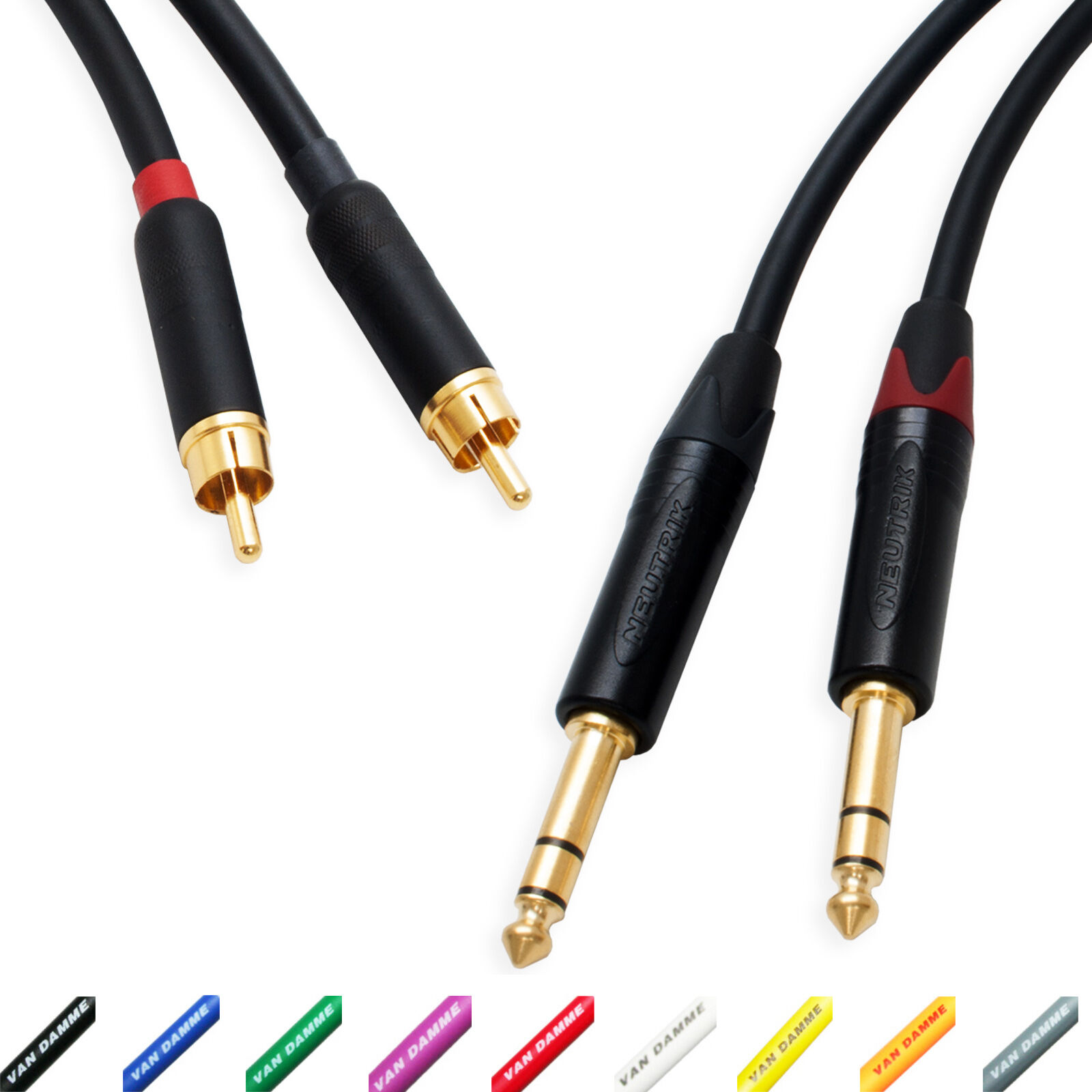 Pseudo Balanced RCA Phono to TRS Jack Lead (PAIR). Van Damme