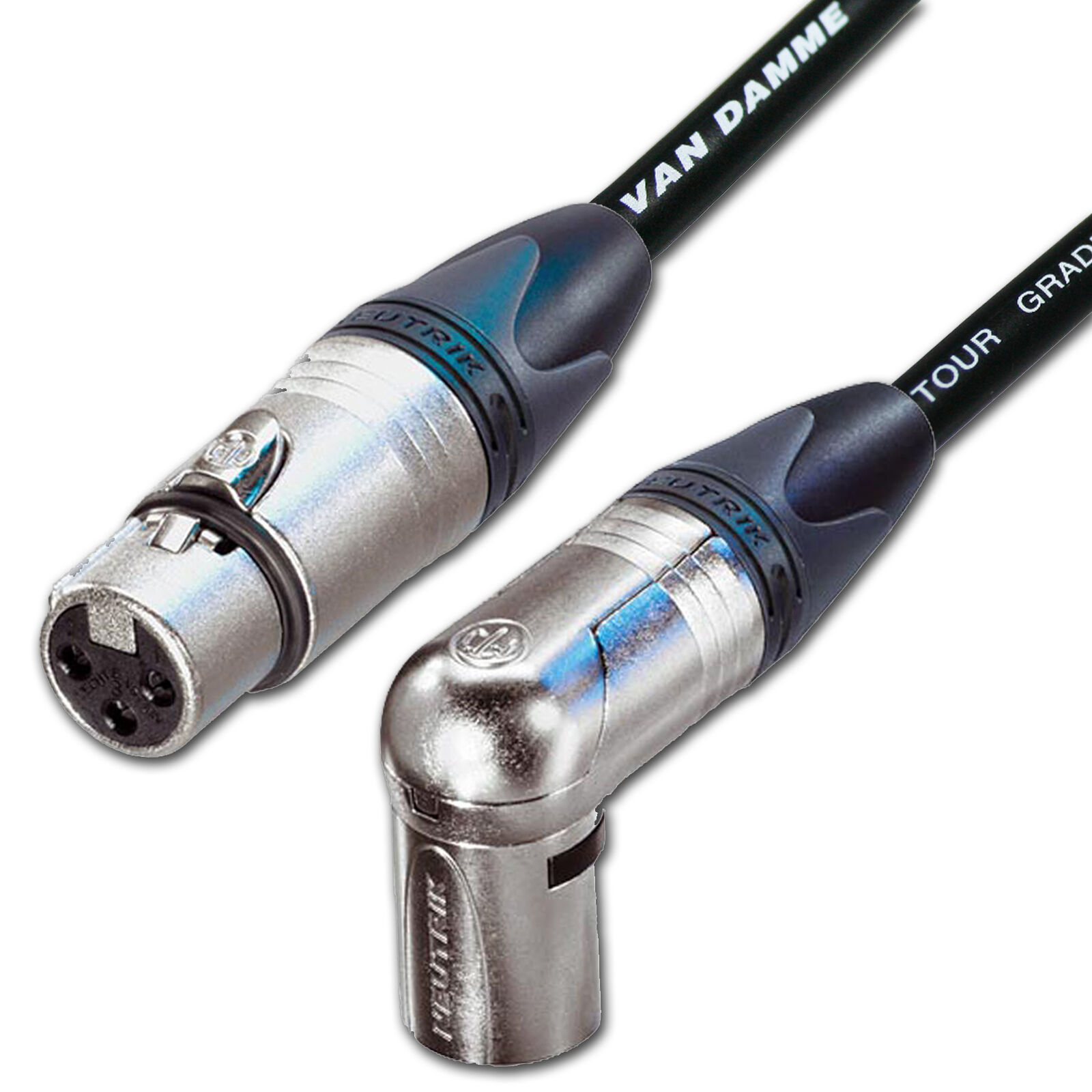 Van Damme Neutrik Right Angle Male XLR to Female XLR Cable
