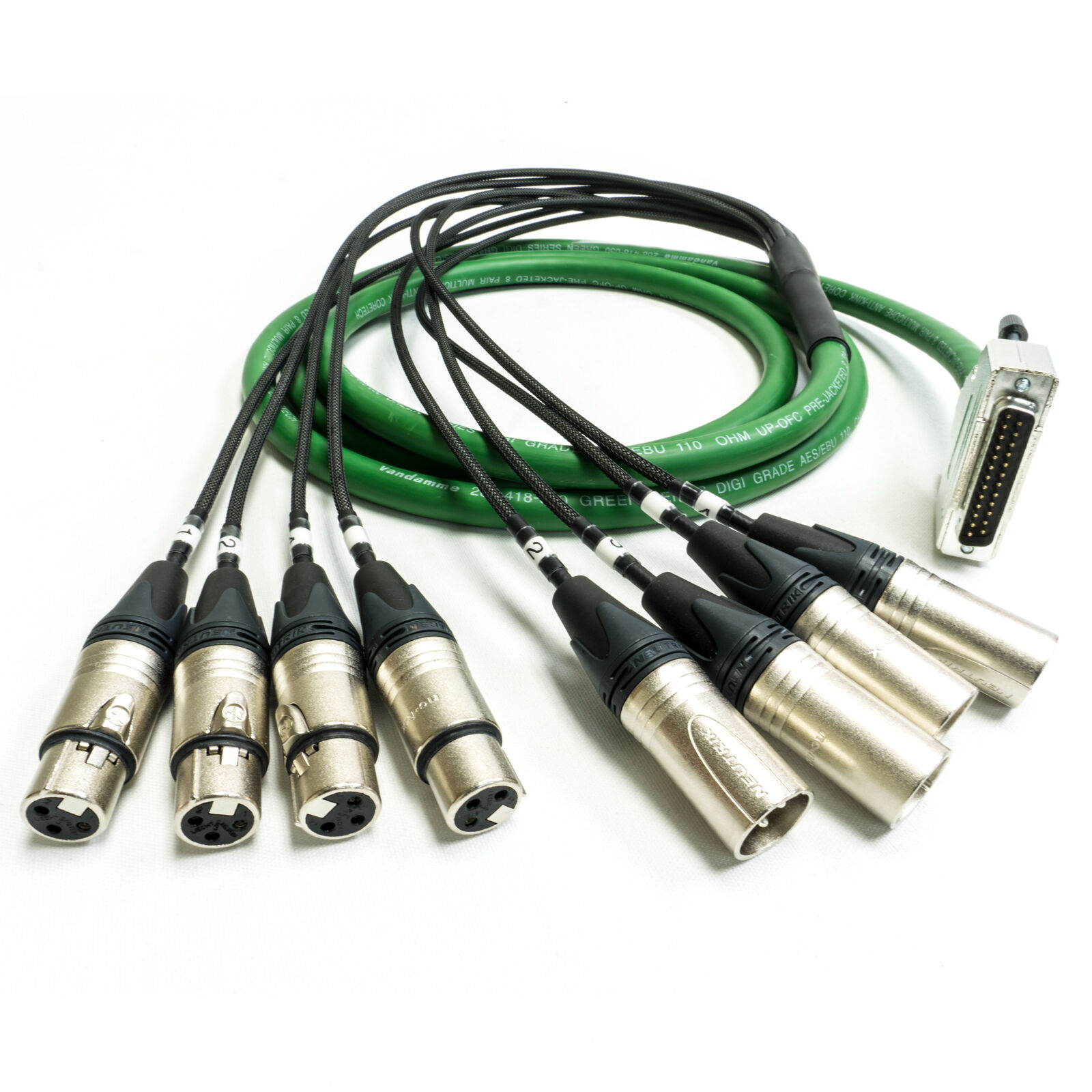 Van Damme Digi AES 110ohm Dsub To XLRs. 4in 4out. Neutrik. TASCAM
