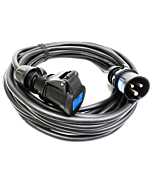 16amp Black Events CEEform Commando Power Cable. (3x2.5mm) 240v H07RN-F Rubber 