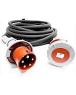 63amp Red 3 PHASE Events CEEform Commando Power Cable. (5x16mm) 3PNE 400V. H07RN-F Rubber 