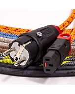 Audiophile EU Shuko Mains Plug to Locking C13. TRUE 13amp Cable. Black Braided