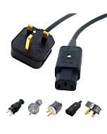 Premium IEC Kettle Mains Lead. UK Plug to C13. Flexible Cable, Long and Short