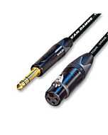 GOLD Female XLR to TRS Jack Lead. Balanced Van Damme Mic Cable. Short 10m 20m