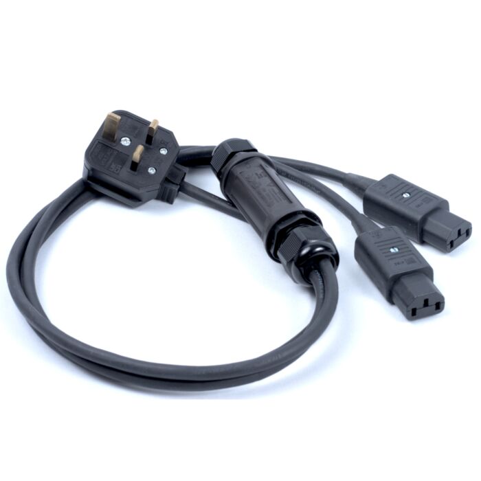 13a UK Plug to 2x C13 IEC PowerCon Socket, Professional AC Y Splitter Cable,