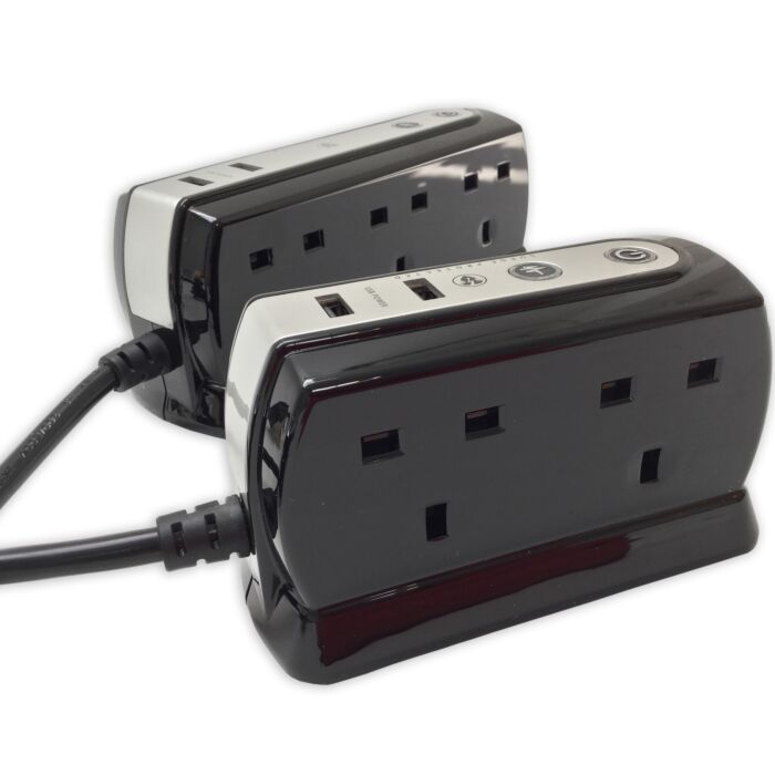 2m USB Surge Protector Office Studio Home Trailing Socket Extension Lead 4 6 Way