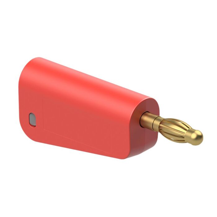 4mm Stackable Banana Plug. Cable Mount. 19a. Gold Plated Contacts. Red