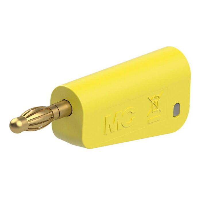 4mm Stackable Banana Plug. Cable Mount. 19a. Gold Plated Contacts. Yellow