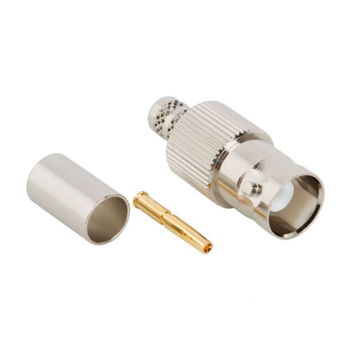 50Ω BNC Crimp Type Female Socket Extension Connector. For LMR240 Equivalent Cables