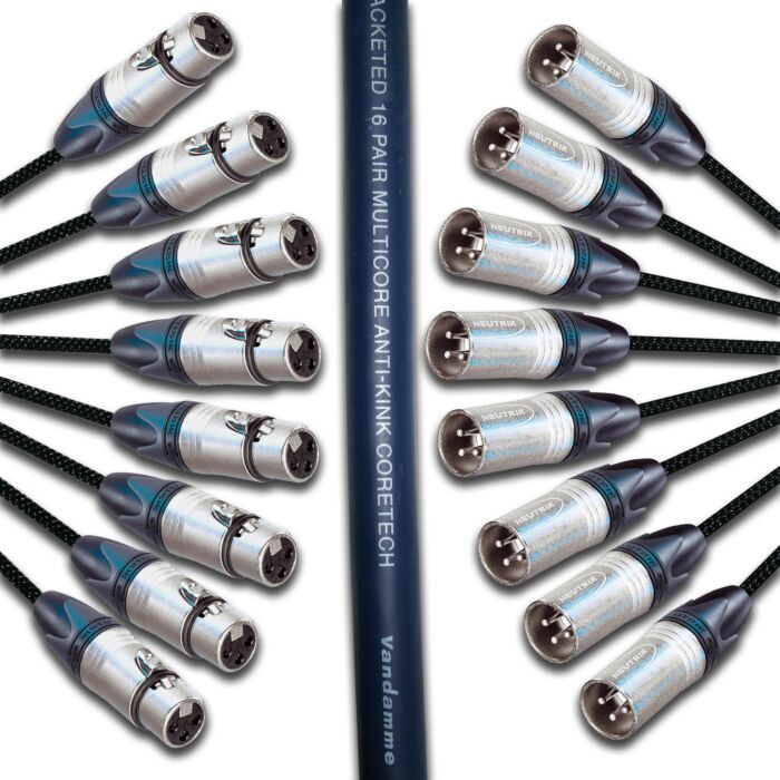 Van Damme Neutrik 8 Way Balanced Male to Female XLR Snake Cable