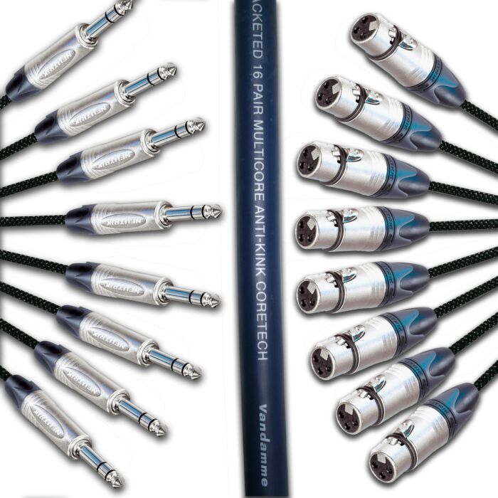 Van Damme Neutrik 4 Way Balanced TRS Jack to Female XLR Snake