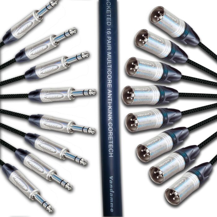  Van Damme & Neutrik 8 Way Balanced TRS Jack to Male XLR Snake