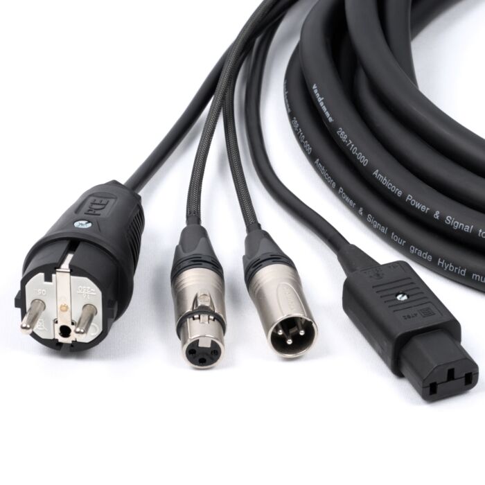 EU Plug to IEC C13, Audio Hybrid Power and Signal Cable.