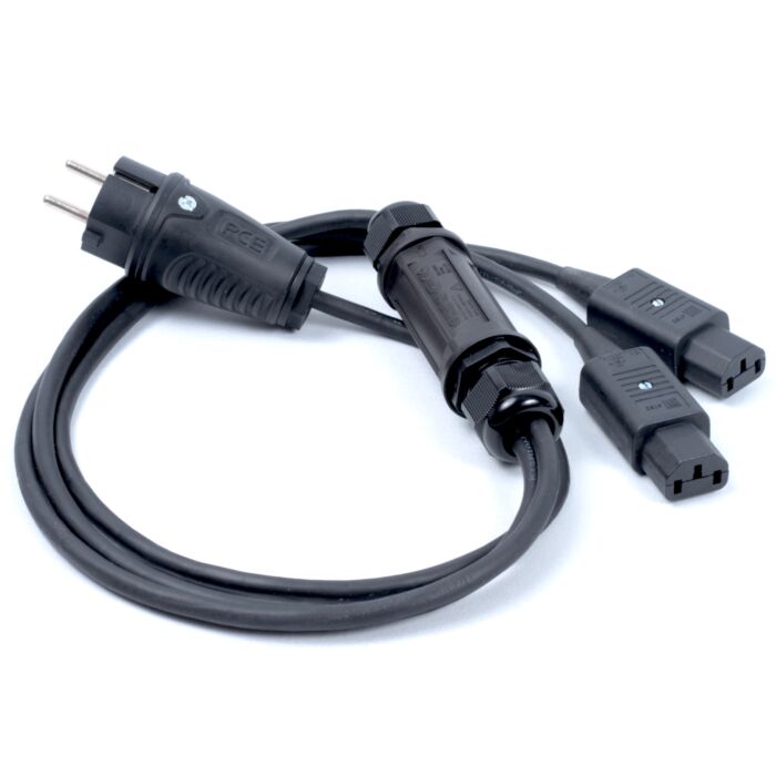 Euro Plug to 2x C13 IEC Sockets, Professional AC Y Splitter Cable,