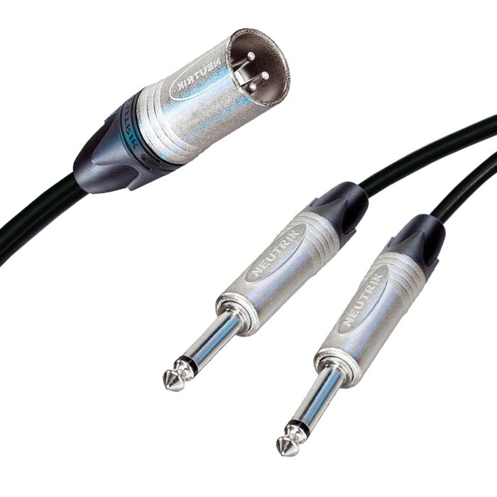 Neutrik Male XLR Split into 2 Dual Mono Jacks Cable. Splitter Summing Lead 