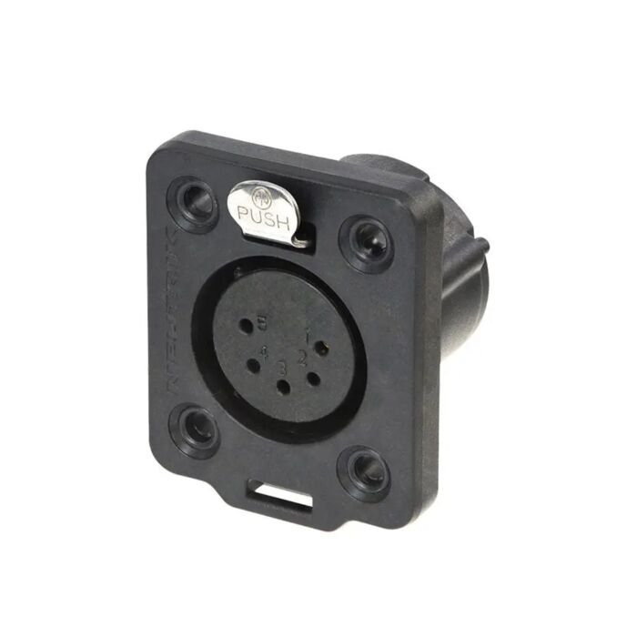 Neutrik 5 Pin NC5FDX-TOP Female XLR Chassis Connector. IP65 & UL50E Protection. Outdoor