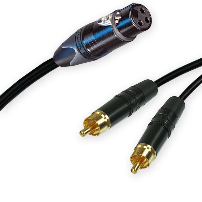 Neutrik Female XLR Split to 2 Dual RCA Phono Cable. Splitter Duplicator Lead