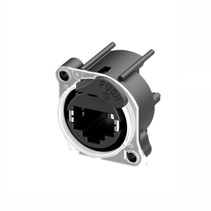 Neutrik NE8FAH-LR-DAE Horizonal PCB mount RJ45 Chassis Connector with Halo Light