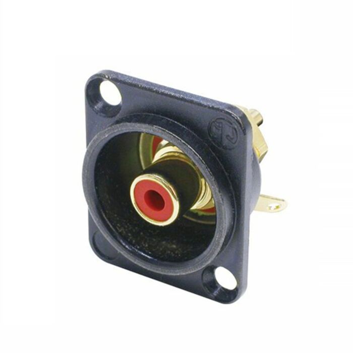 Neutrik NF2D-B-2 Phono RCA Chassis Panel Mount. Black shell Red ID