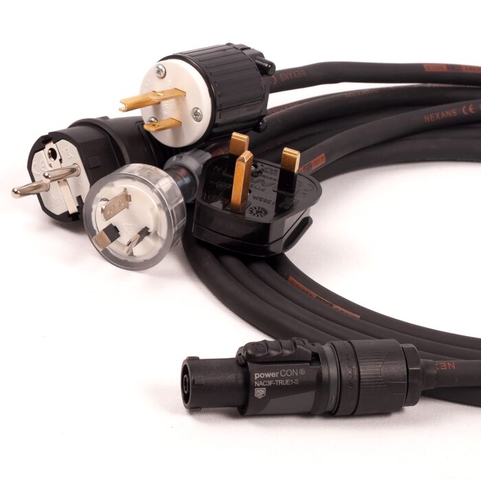 Neutrik True 1 Powercon Female to Mains Plug Link Lead. Tough H07RN-F NAC3FX-W. UK. USA. EU. AUS Plugs.